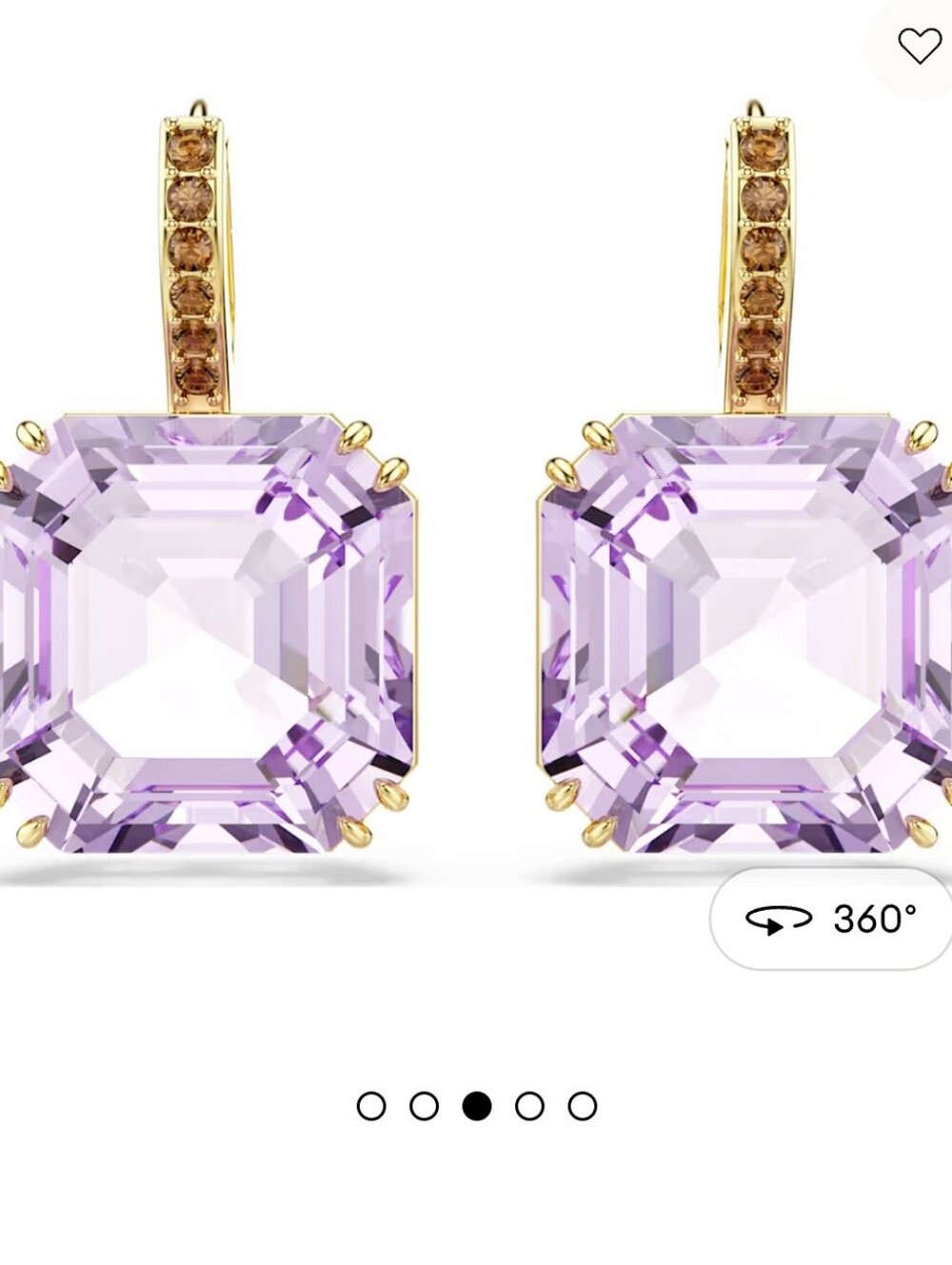 GORGEOUS SWAROVSKI Gold- FINISH MILLENIA Lavender CZ Drop Earrings - Picture 2 of 4